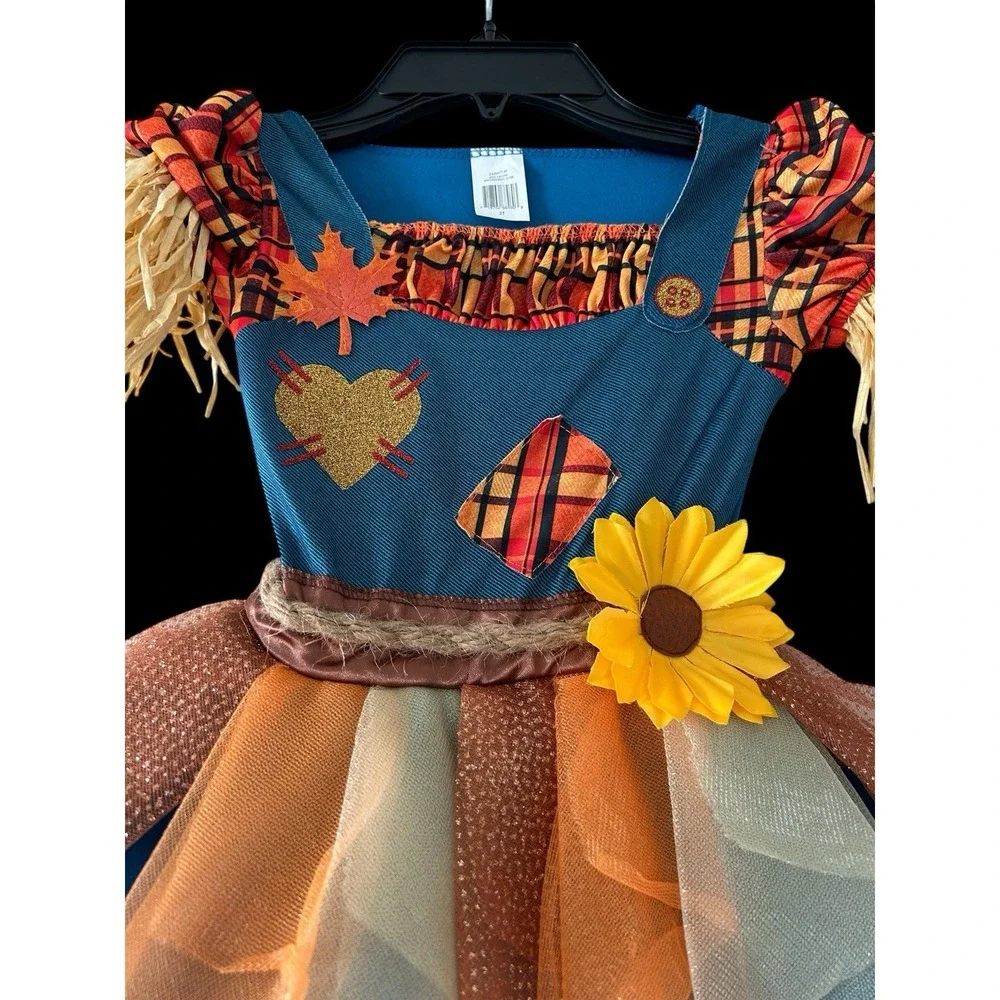 Girls‎ Scarecrow Costume Tutu Skirt Sz 2T Halloween Thanksgiving Fall Pumpkin 2